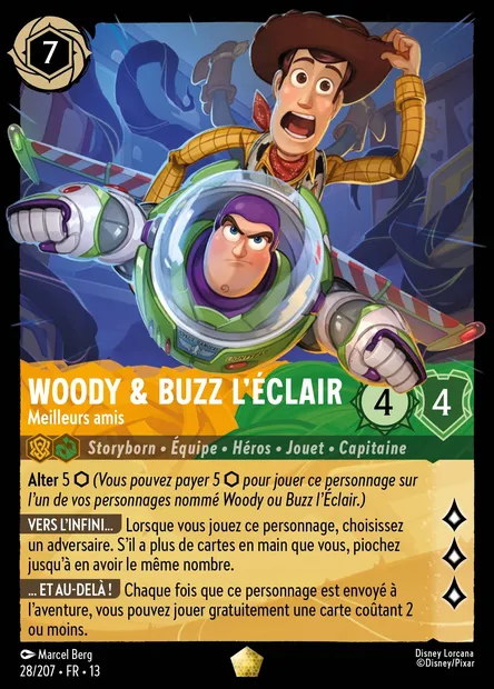 Woody & Buzz l'Éclair - Meilleurs amis, carte Disney Lorcana CH13-028 — extension Invasion Epineuse!