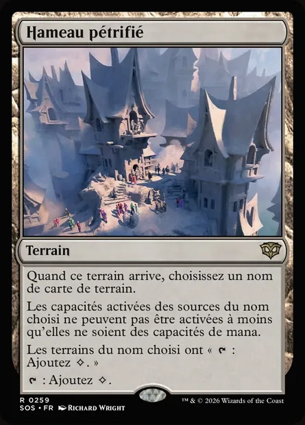 Hameau pétrifié, carte Magic SOS 259 — extension Secrets of Strixhaven