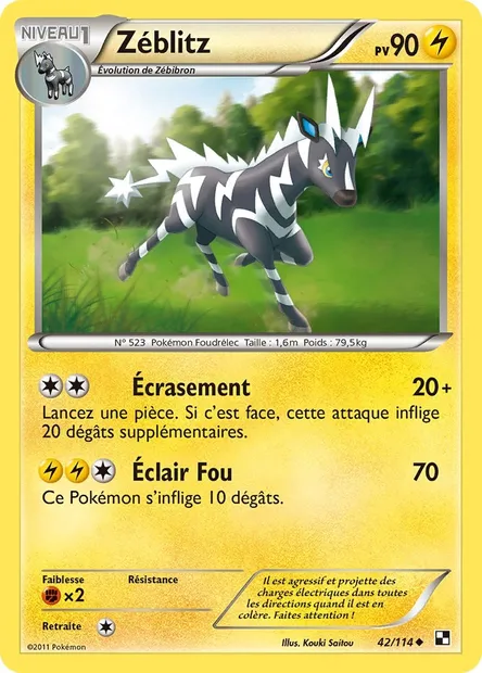 Zéblitz, carte Pokémon BLW 42 — extension Noir & Blanc