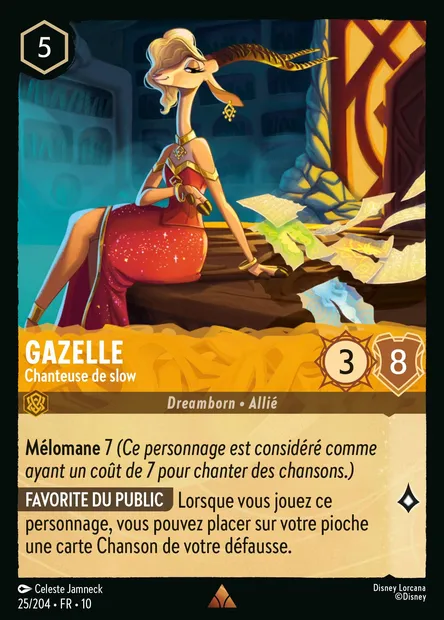 Gazelle - Chanteuse de slow, carte Disney Lorcana CH10-025 — extension Lueurs dans les Profondeurs