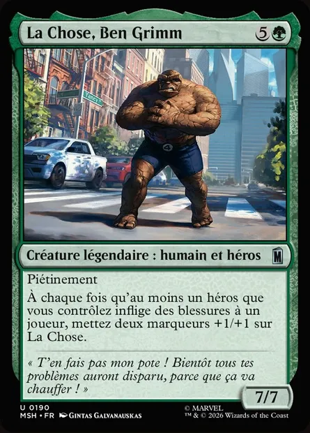 La Chose, Ben Grimm, carte Magic MSH 190 — extension Marvel Super Heroes