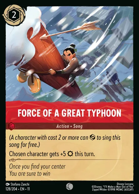 Force of a Great Typhoon, Disney Lorcana card CH11-128 — Winterspell set