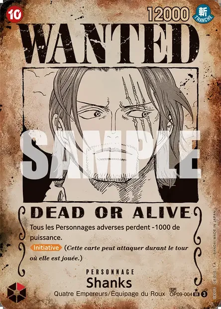 Shanks, carte One Piece OP09-004 — extension LES NOUVEAUX EMPEREURS