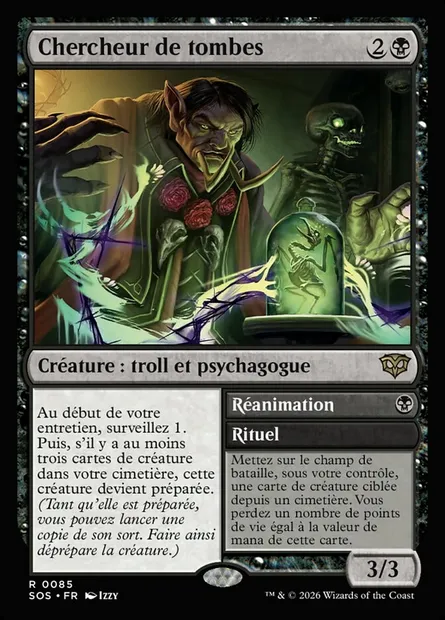 Chercheur de tombes // Reanimate, carte Magic SOS 85 — extension Secrets of Strixhaven