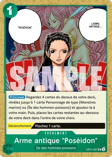 Arme antique "Poséidon", carte One Piece OP11-037 — extension DES POINGS VIFS COMME L'ÉCLAIR