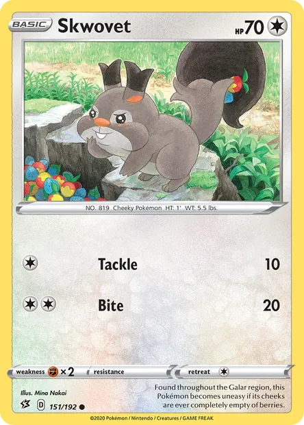 Skwovet, Pokémon card RCL 151 — Rebel Clash set