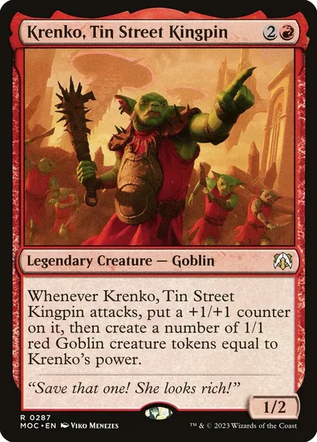 Krenko, Tin Street Kingpin, Magic card MOC 287 — March of the Machine Commander set