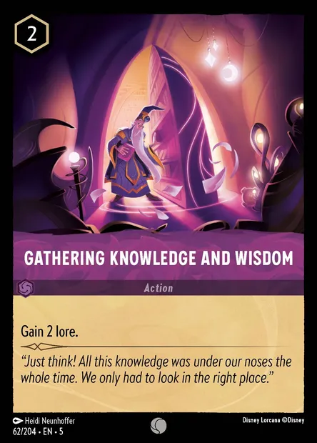 Gathering Knowledge and Wisdom, Disney Lorcana card CH5-062 — Shimmering Skies set
