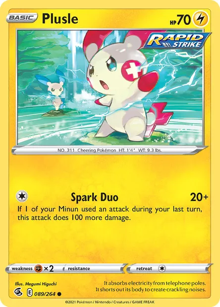 Plusle, Pokémon card FST 89 — Fusion Strike set