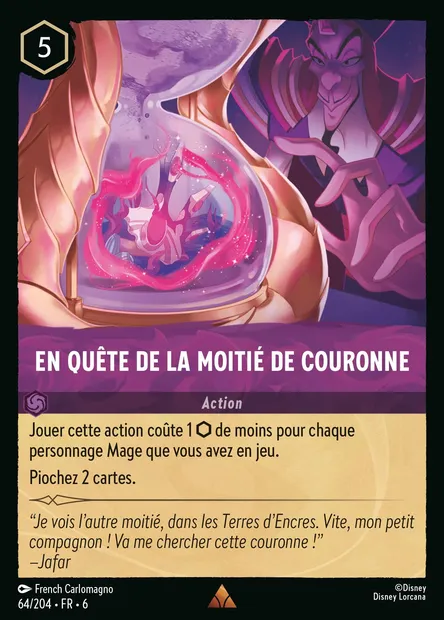 En quête de la moitié de Couronne, carte Disney Lorcana CH6-064 — extension La Mer Azurite