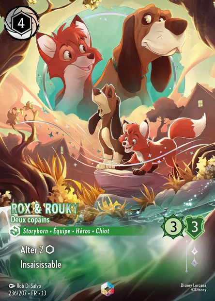 Rox & Rouky - Deux copains, carte Disney Lorcana CH13-236 — extension Invasion Epineuse!