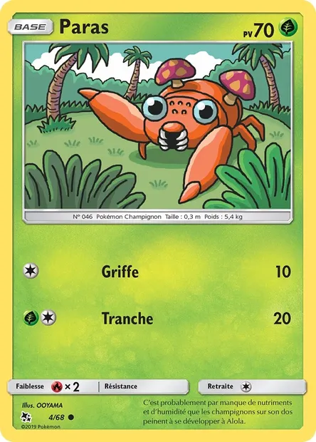 Paras, carte Pokémon HIF 4 — extension Destinées Occultes