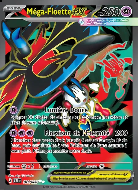 Méga-Floette-ex, carte Pokémon CRI 101 — extension Chaos Ascendant