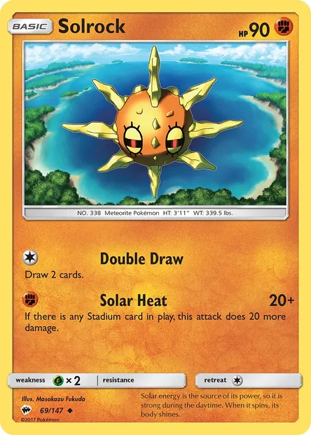Solrock, Pokémon card BUS 69 — Burning Shadows set