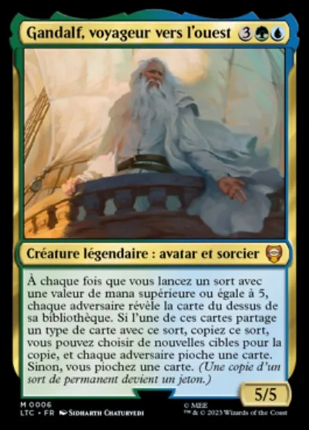 Gandalf, voyageur vers l'ouest, carte Magic LTC 6 — extension Tales of Middle-earth Commander