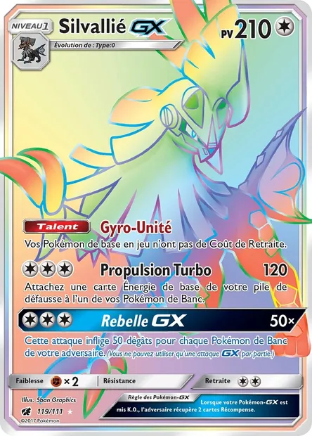 Silvallié GX, carte Pokémon CIN 119 — extension Invasion Carmin