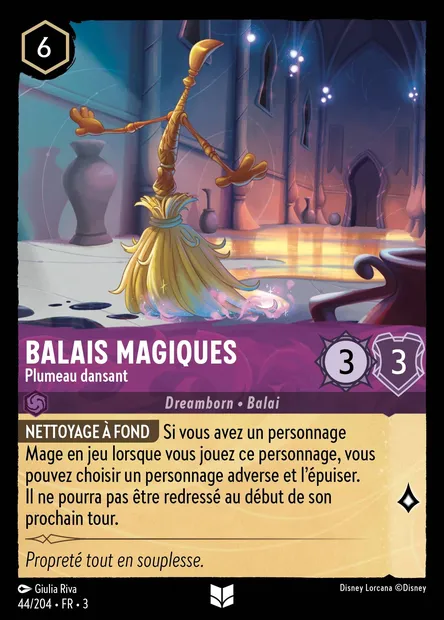 Balais magiques - Plumeau dansant, carte Disney Lorcana CH3-044 — extension Les Terres d'Encres