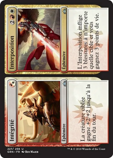 Intégrité // Interposition, carte Magic GRN 227 — extension Les Guildes de Ravnica
