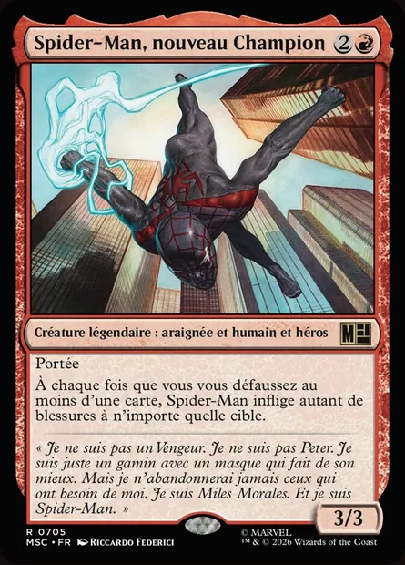 Spider-Man, nouveau Champion, carte Magic MSC 705 — extension Marvel Super Heroes Commander