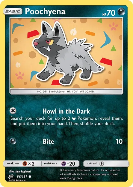 Poochyena, Pokémon card TEU 86 — Team Up set