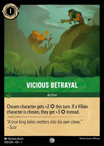 Vicious Betrayal, Disney Lorcana card CH1-100 — The First Chapter set