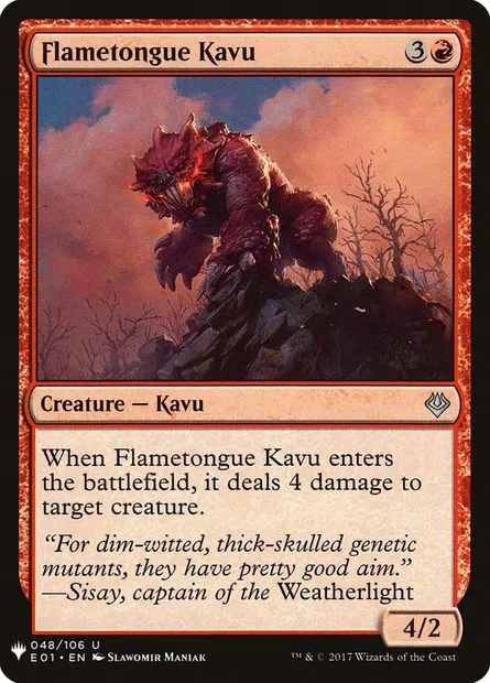 Kavru languefeu, carte Magic PLST E01-48 — extension The List