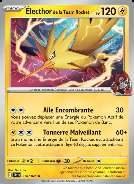 Électhor de la Team Rocket, carte Pokémon DRI 070 — extension Rivalités Destinées