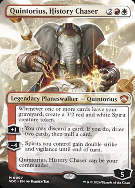 Quintorius, History Chaser, Magic card SOC 7 — Secrets of Strixhaven Commander set