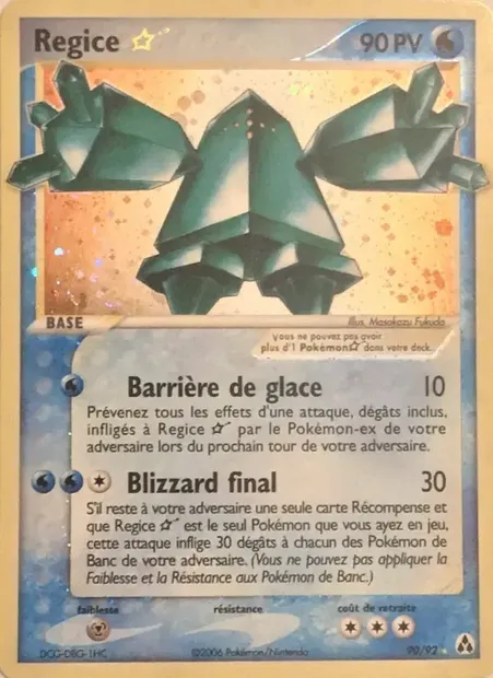 Regice ☆, carte Pokémon LM 90 — extension EX Créateurs de légendes