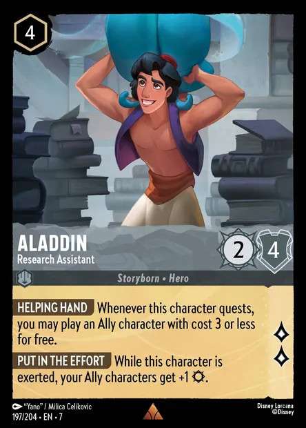 Aladdin - Research Assistant, Disney Lorcana card CH7-197 — Archazia's Island set