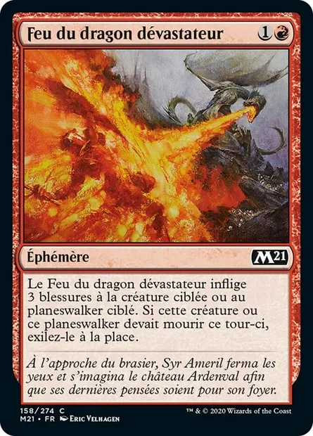 Feu du dragon dévastateur, carte Magic M21 158 — extension Core Set 2021