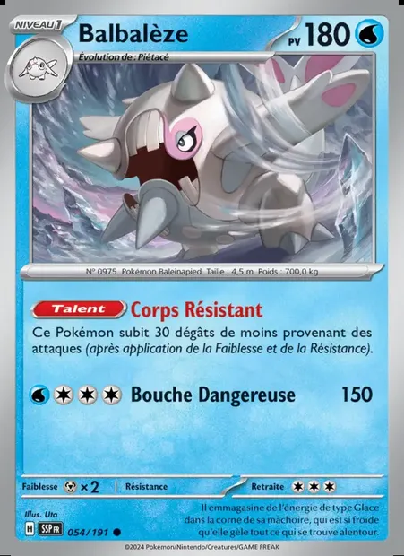 Balbalèze, carte Pokémon SSP 054 — extension Étincelles Déferlantes