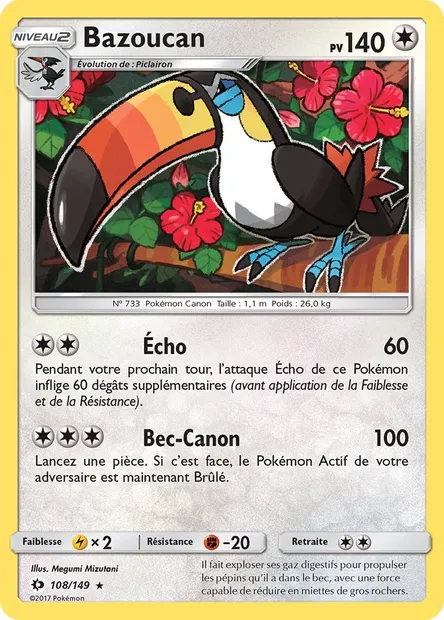 Bazoucan, carte Pokémon SUM 108 — extension Soleil et Lune