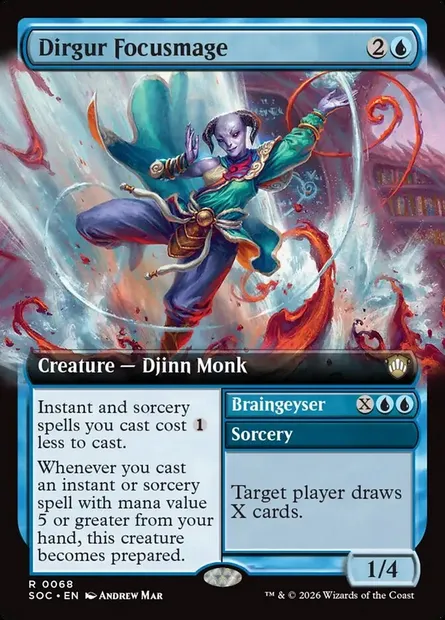 Dirgur Focusmage // Braingeyser, Magic card SOC 68 — Secrets of Strixhaven Commander set