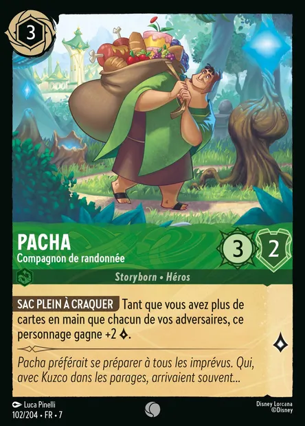 Pacha - Compagnon de randonnée, carte Disney Lorcana CH7-102 — extension L'île d'Archazia