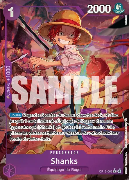 Shanks, carte One Piece OP13-065 — extension SUCCESSEURS