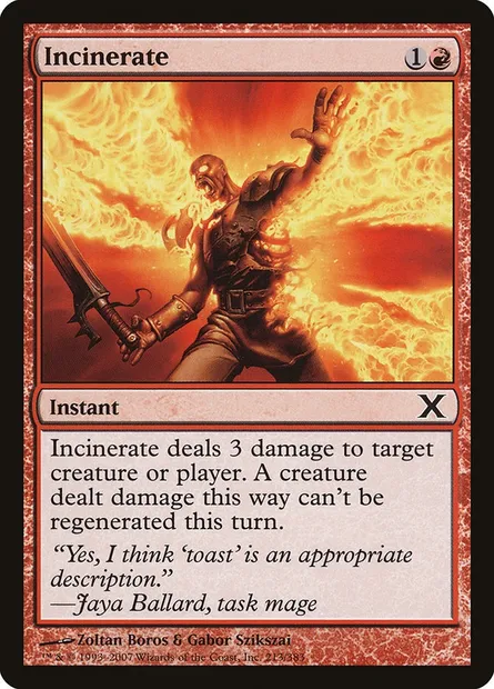 Incinerate, Magic card 10E 213 — Tenth Edition set