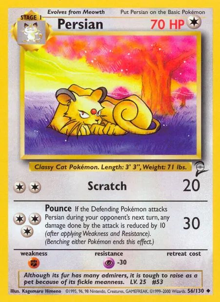 Persian, Pokémon card B2 56 — Base Set 2 set