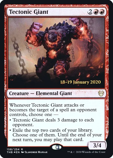 Géant tectonique, carte Magic PTHB 158s — extension Theros Beyond Death Promos
