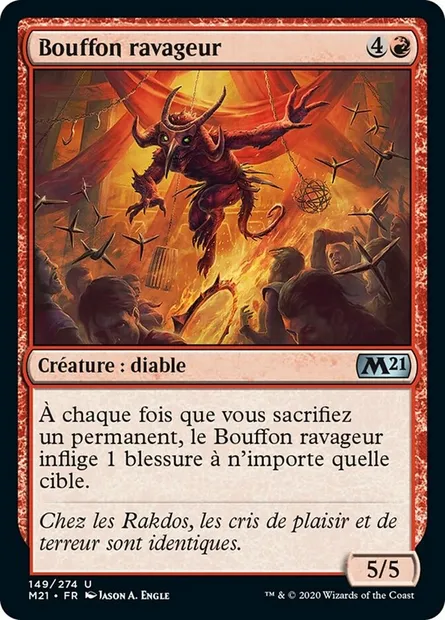 Bouffon ravageur, carte Magic M21 149 — extension Core Set 2021