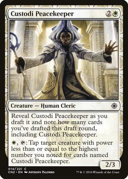 Custodi Peacekeeper, carte Magic CN2 14 — extension Conspiracy: Take the Crown