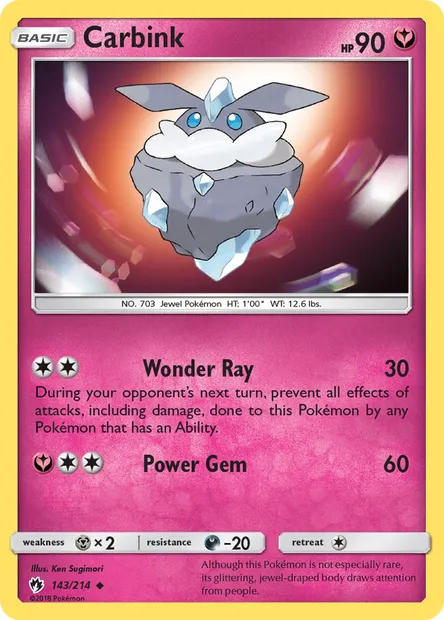 Carbink, Pokémon card LOT 143 — Lost Thunder set