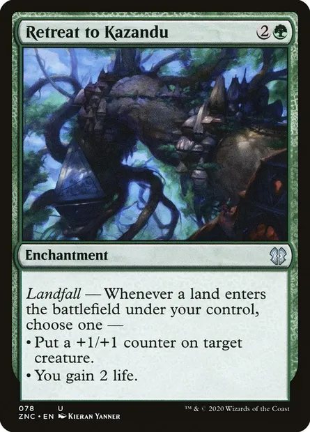 Retreat to Kazandu, Magic card ZNC 78 — Zendikar Rising Commander set