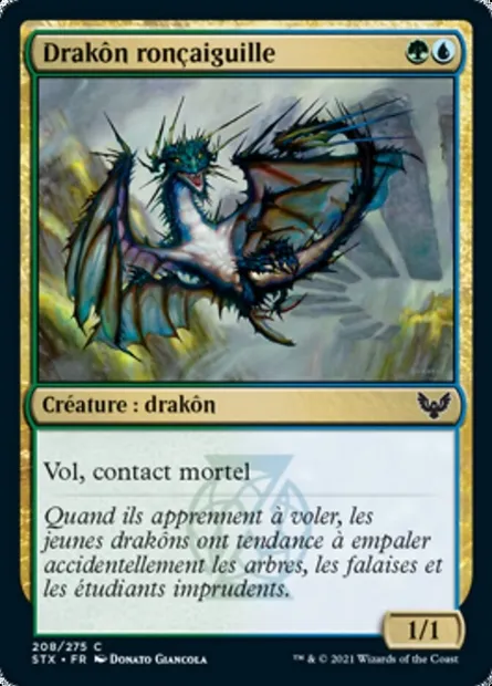 Drakôn ronçaiguille, carte Magic STX 208 — extension Strixhaven: l'Académie des Mages
