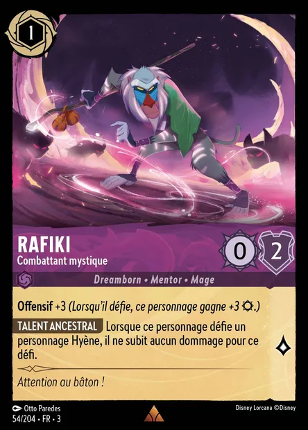 Rafiki - Combattant mystique, carte Disney Lorcana CH3-054 — extension Les Terres d'Encres