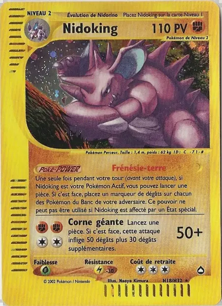 Nidoking, carte Pokémon AQ H18 — extension Aquapolis