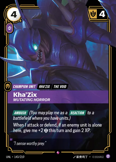 Kha'Zix, Riftbound card UNL 143 — Unleashed set