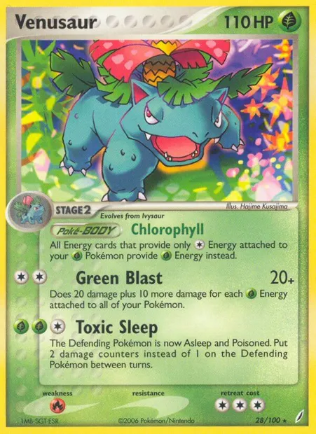 Venusaur, Pokémon card CG 28 — Crystal Guardians set