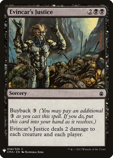 Evincar's Justice, Magic card PLST CMA-58 — The List set