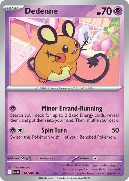 Dedenne, Pokémon card PAF 036 — Paldean Fates set